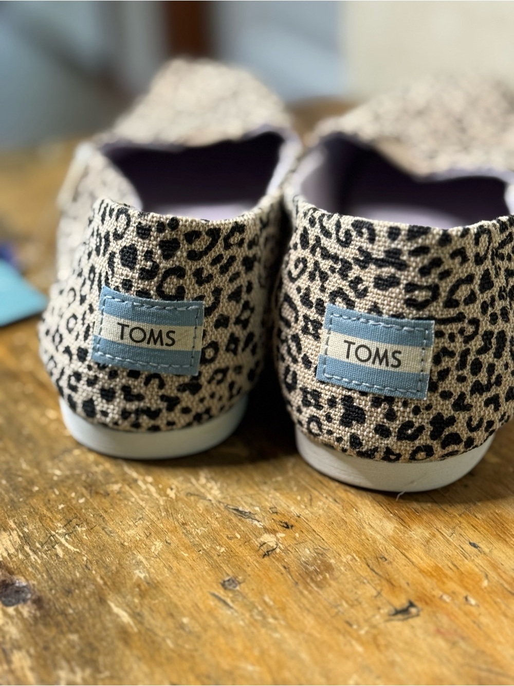 TOMS Leopard Canvas Slip-Ons - Beige & Black - Picture 8 of 12